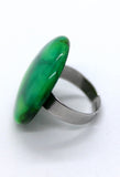 Bague réglable en pâte polymère "verdoyant", bijou unique